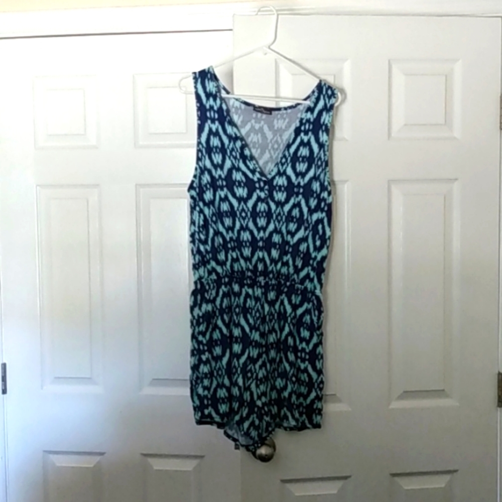 Market and Spruce, Large, Romper, blue and white